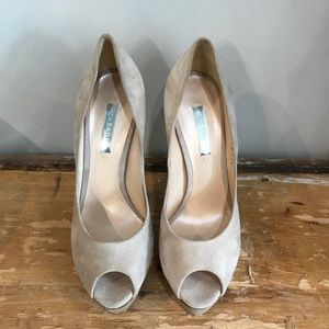 Casadei Nude Peep Toe Platforms